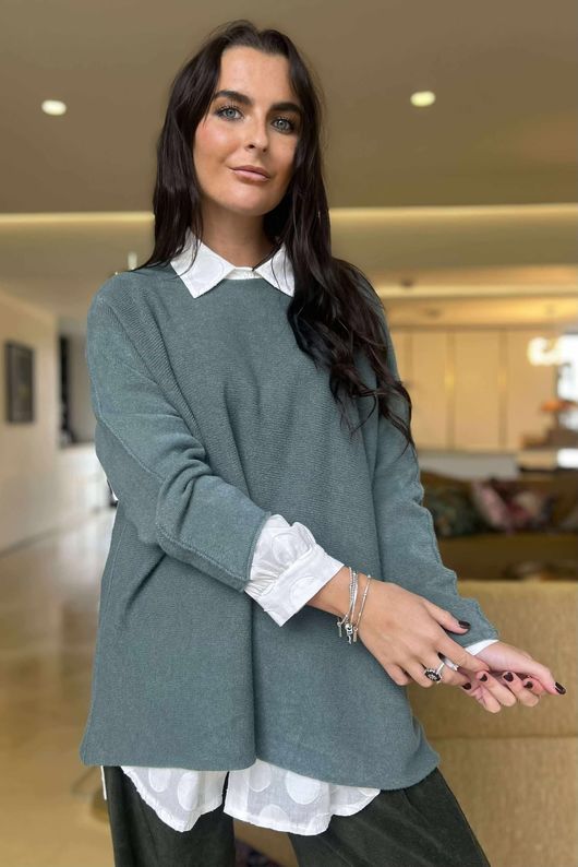 Conrad Oversized Boxy Knit Deep Sage